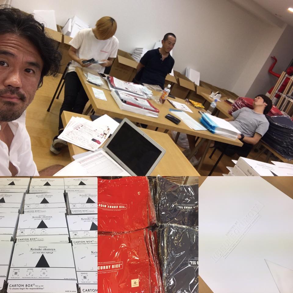 Keisuke okunoyaのパックTシャツの梱包と発送の業務を彼らに託しました。